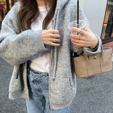 Leather mini tote bag(Greige)