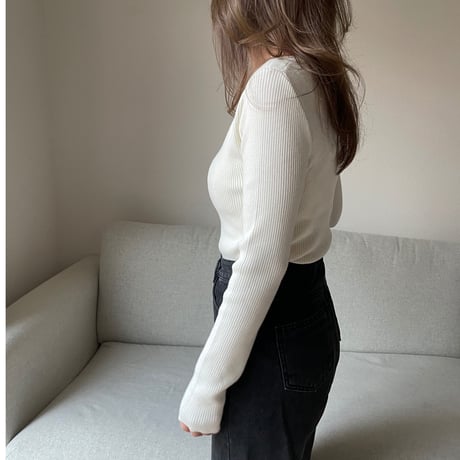 Boat neck rib knit(Ivory)