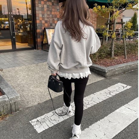 Layered lace sweat(Gray)