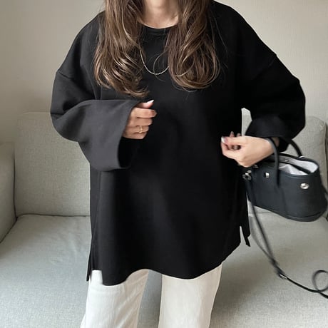 Side cut box pullover(Black)