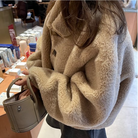 Boa cocoon sleeve jacket(Camel)