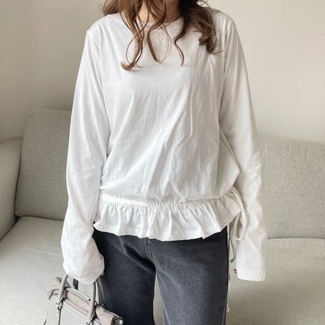 Frill gather cutsew(White)