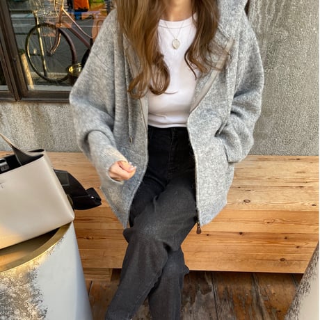 Foodie knit parker (Gray)