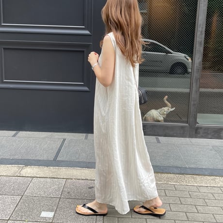 Stripe tuck onepiece(Ivory)