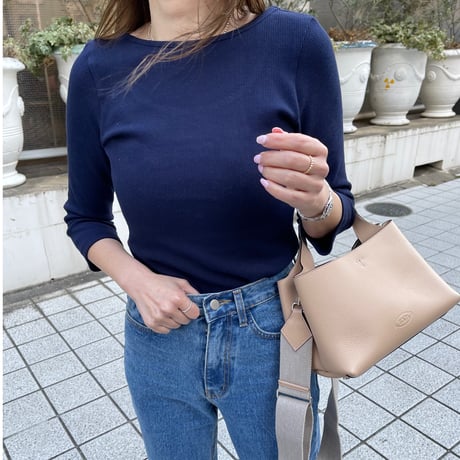 2way waffle tops(Navy)