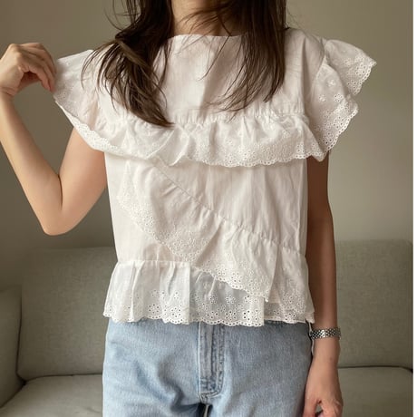Sailor lace blouse(White)