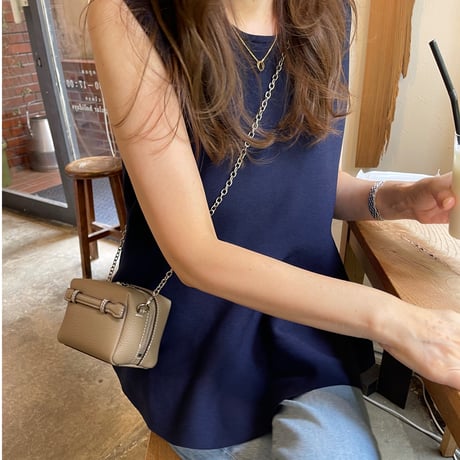 Leather mini pochette(Greige)