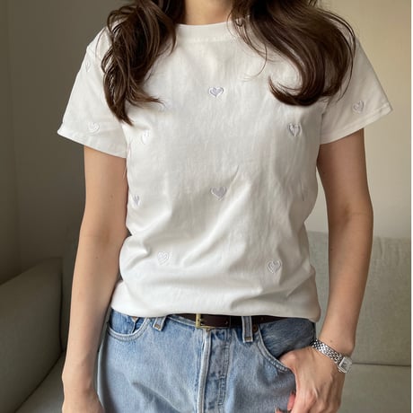 Heart basic t-shirts(White)