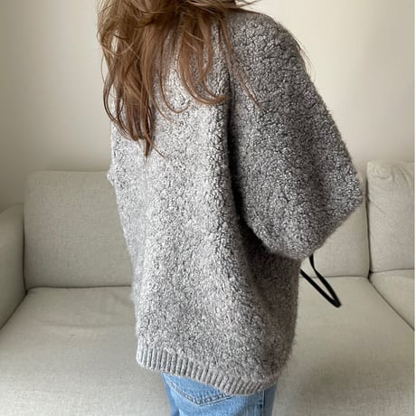 Bouclé knit cardigan(Gray)