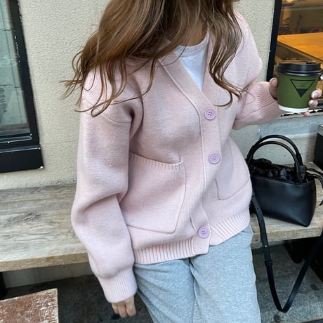 Basic pocket cardigan(Pink)