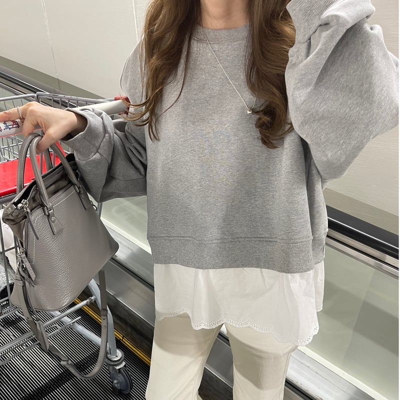 POPPY COTTON LACE HEART SWEAT グレー　あさぎーにょ POPPY COTTON LACE HEART SWEAT グレー あさぎーにょ - メルカリ