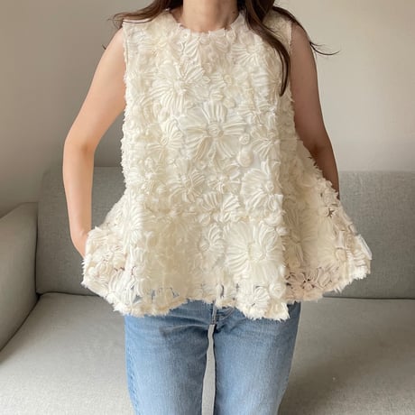 Flower tulle lace tops