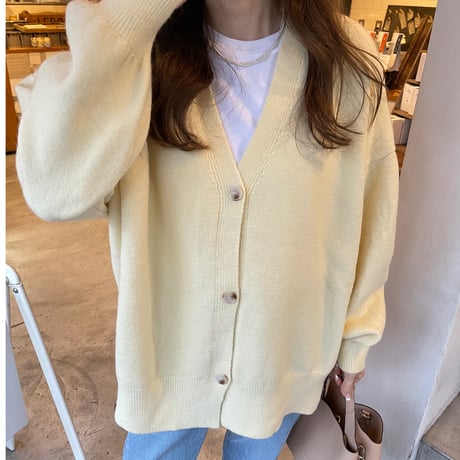 Side slit over cardigan(Yellow)