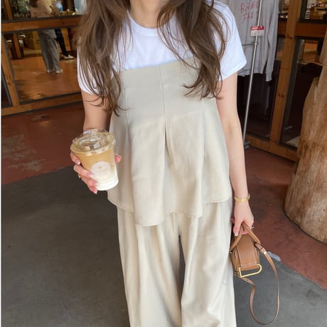 Flare camisole setup(Beige)