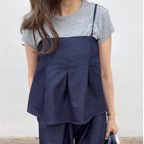 Flare camisole setup(Navy)