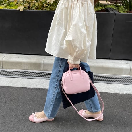 Leather mini square bag(Pink)