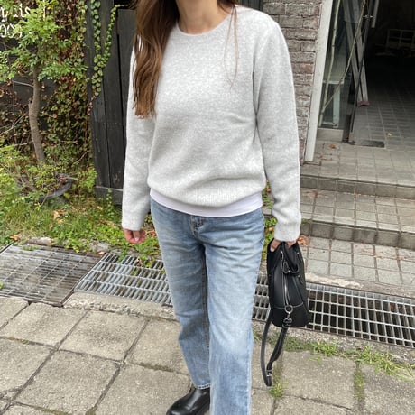 Soft knit pullover( Light gray)