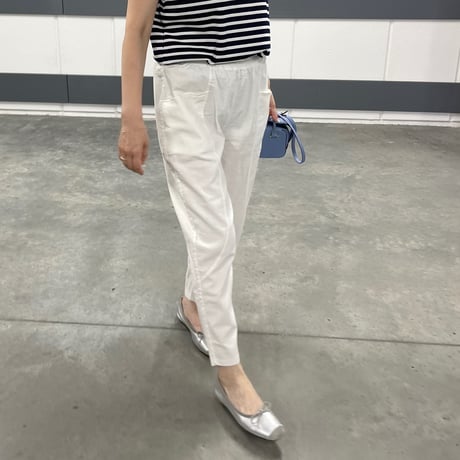 Linen taperd pants(White)