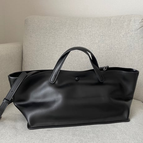 Leather large tote bag(Black)