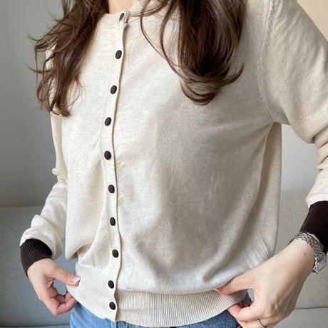Bicolor cardigan(Beige)