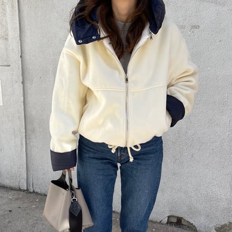 2way wool short coat (Ivory)