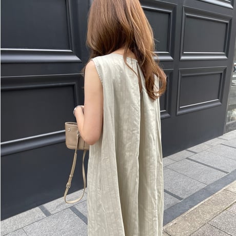 Stripe tuck onepiece(Beige)