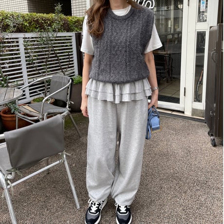 Frill sweat pants(Gray)