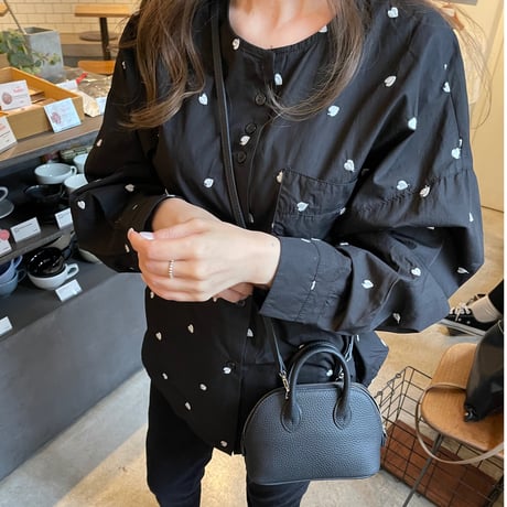 Leather mini sholder bag(Black)