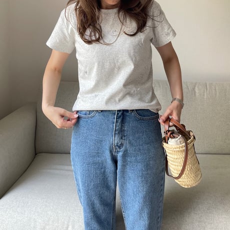 Heart basic t-shirts(Light gray)