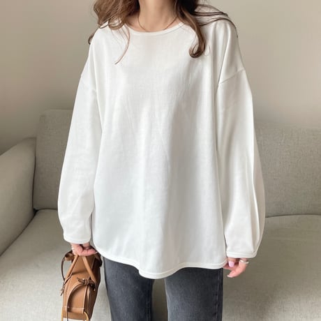 Sideslit long t-shirts(White)