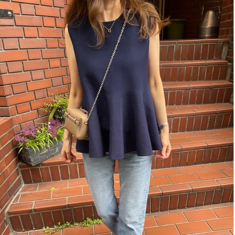 Flare knit pullover(Navy)