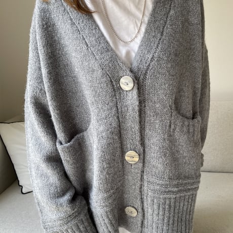Over size pocket cardigan (Gray)