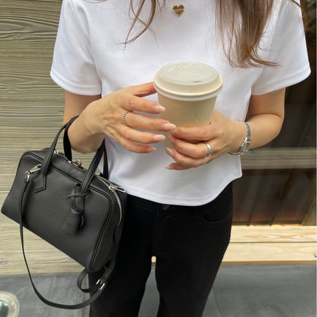 Leather hand bag(Black)