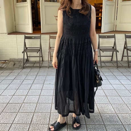 Shirring onepiece(Black)
