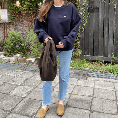 Plate wide sweat(Navy)
