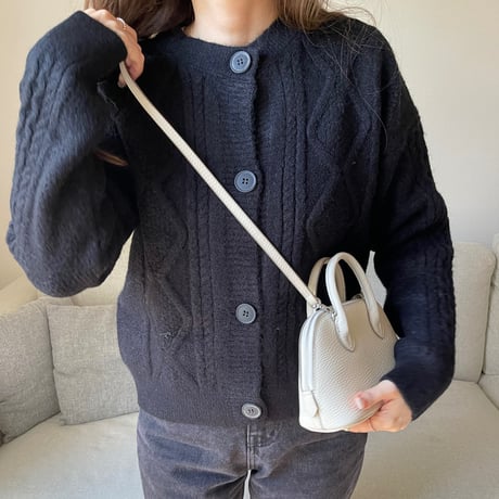Argyle knit cardigan(Black)
