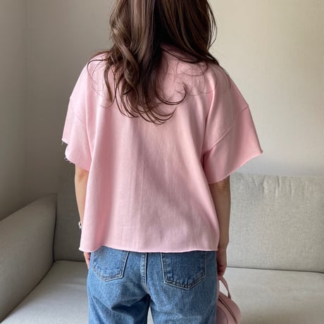 Cropped sweat tops(Pink)
