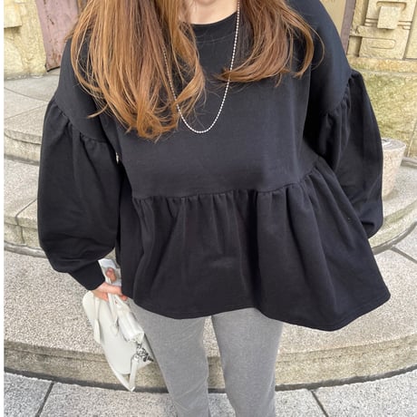 Balloon sleeve pullover (Black)