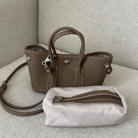Leather mini tote bag(toupe)