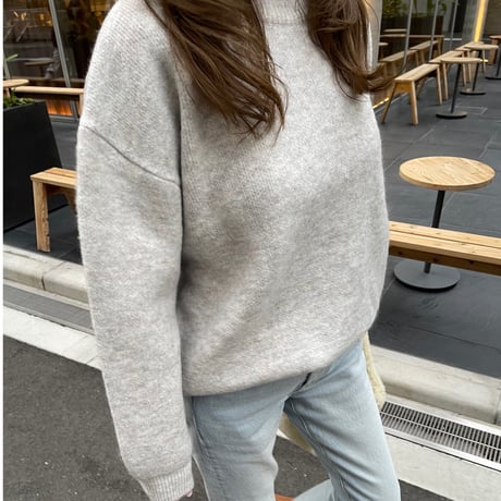 Wool blend crew neck knit(Oatmeal)