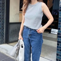 再販【当店オリジナル 】Waffle rib tanktop (Light gray)
