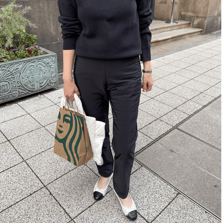Quilted tapered pants (Black)