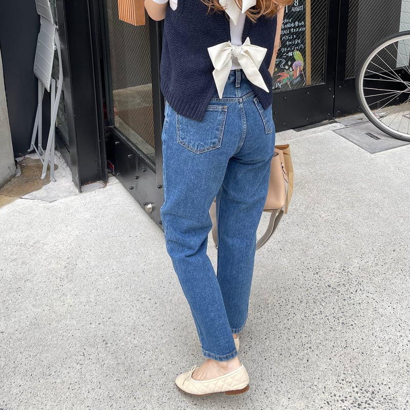 【関税込み】カットアウト ハイライズ テーパードジーンズ Tapered denim | K