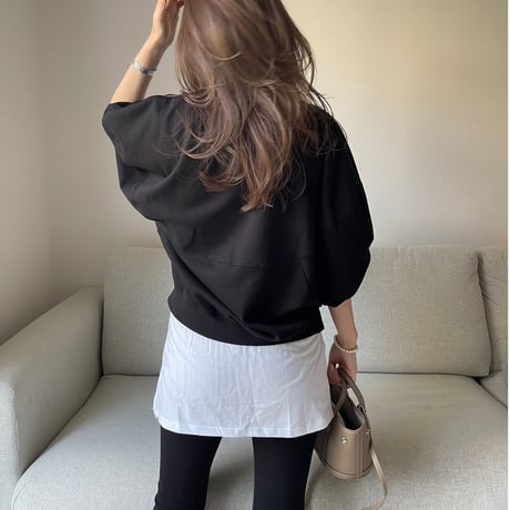 Wide balloon sweat tops(Black)