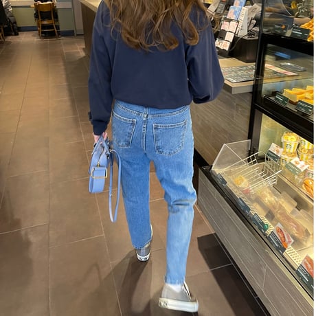 High-waist taperd denim(Blue)
