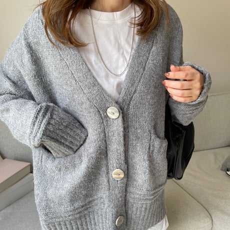 Over size pocket cardigan (Gray)