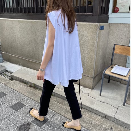 Wide flare cutsew(White)