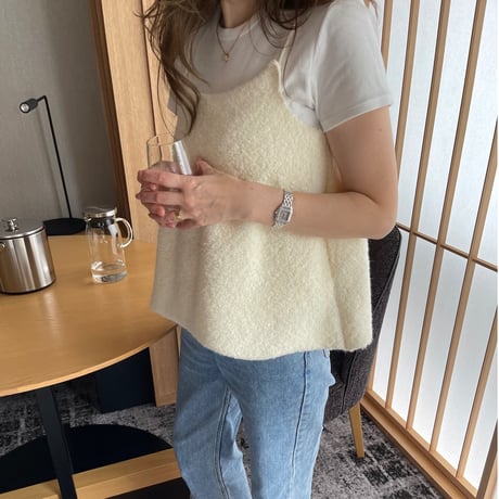 Bouclé knit camisole (Ivory)