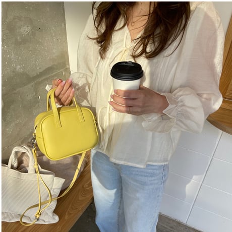 Leather mini square bag(Yellow)