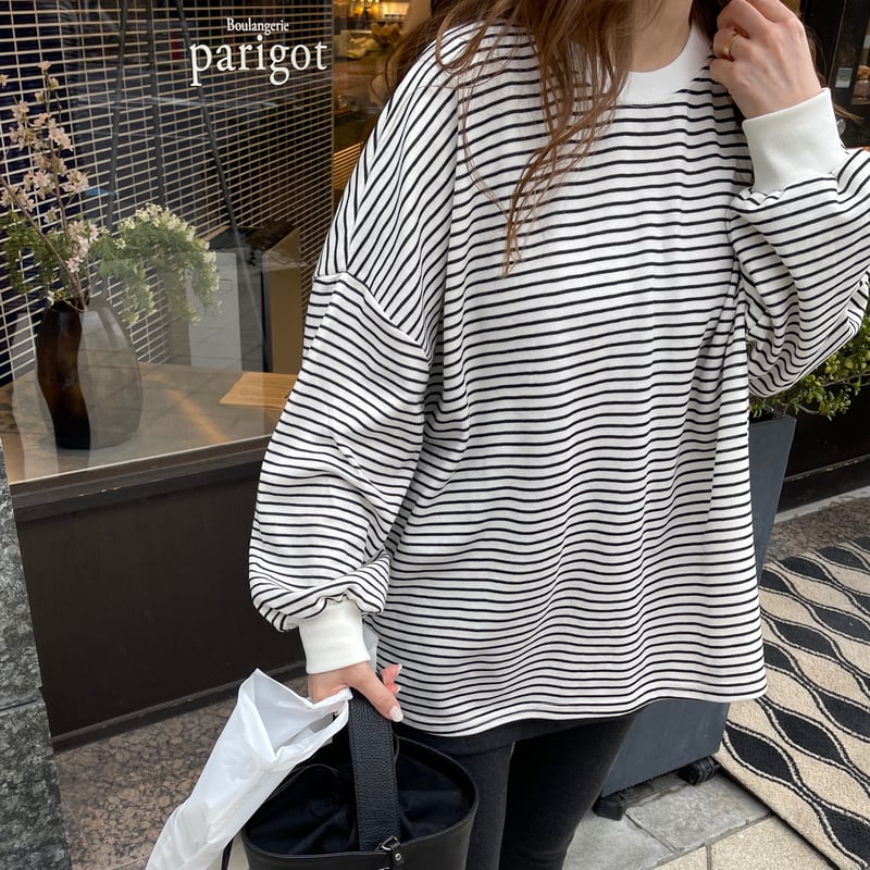 Border long t-shirts(Ivory) | K Border long t-shirts(Ivory) | K